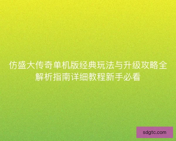 仿盛大传奇单机版经典玩法与升级攻略全解析指南详细教程新手必看