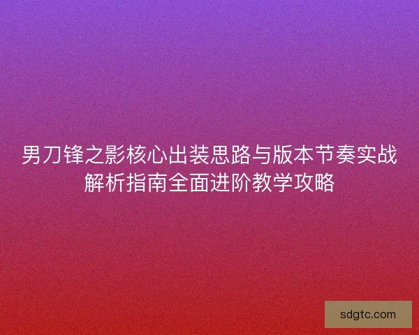男刀锋之影核心出装思路与版本节奏实战解析指南全面进阶教学攻略